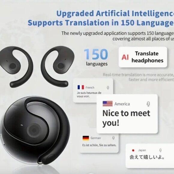 (NEW) AI Translation 144+ Languages Headset Real-time Two-way Translation - Picture 3 of 7